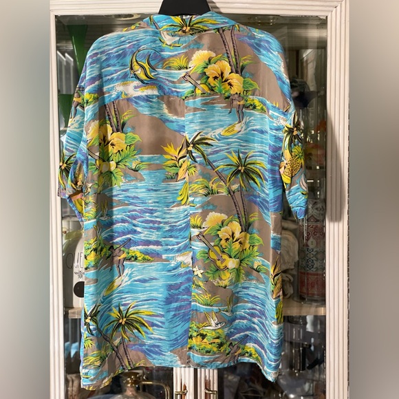 Anne Pinkerton surfer print silk vintage shirt women’s M - Picture 5 of 13